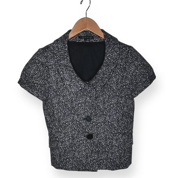 THEORY Rarias Tweedy Blazer Top Short Sleeve Jacket Gray Career Office Work 6 - Picture 7 of 12